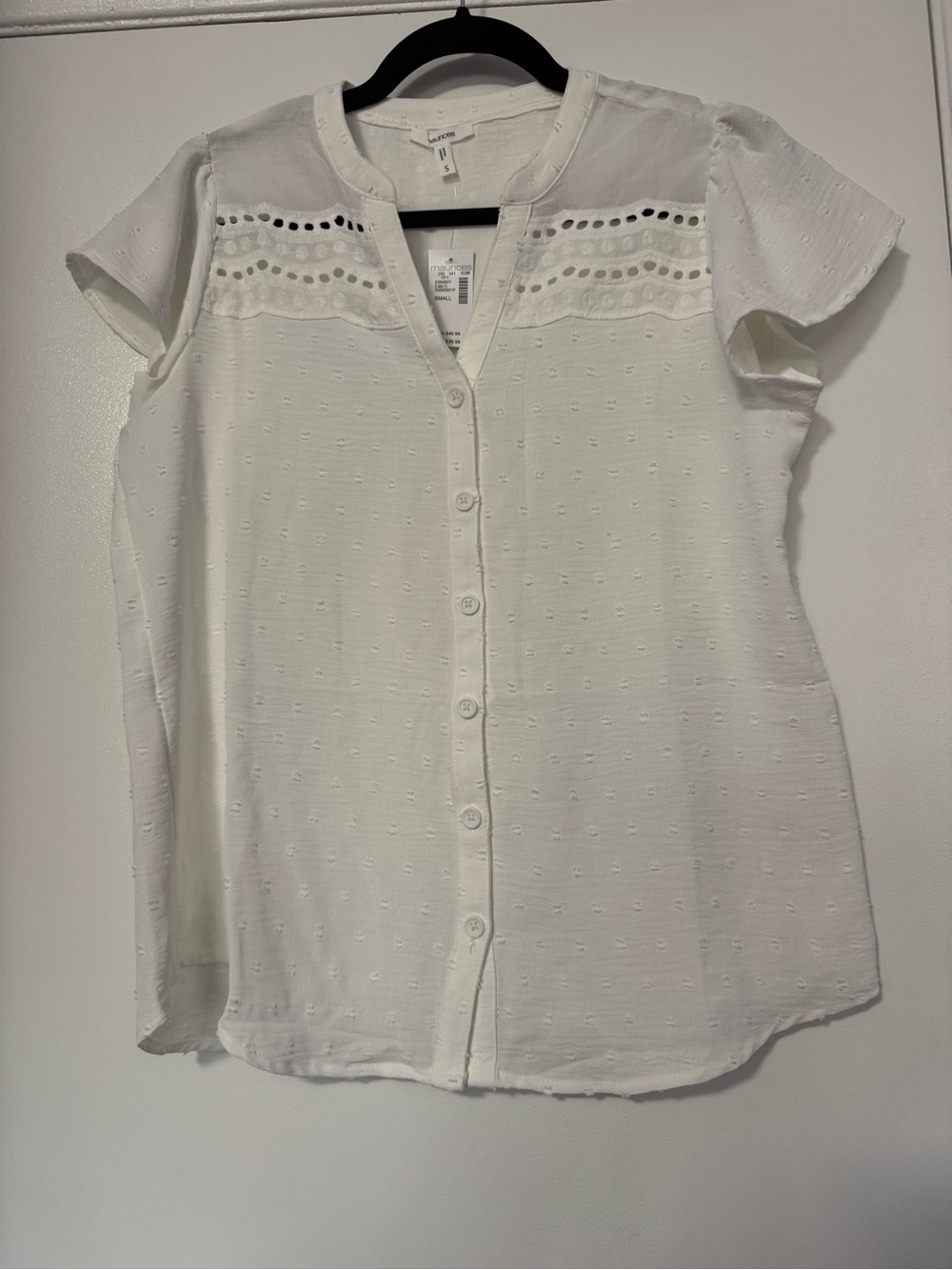 Maurices White Eyelet Button-Front Blouse NWT